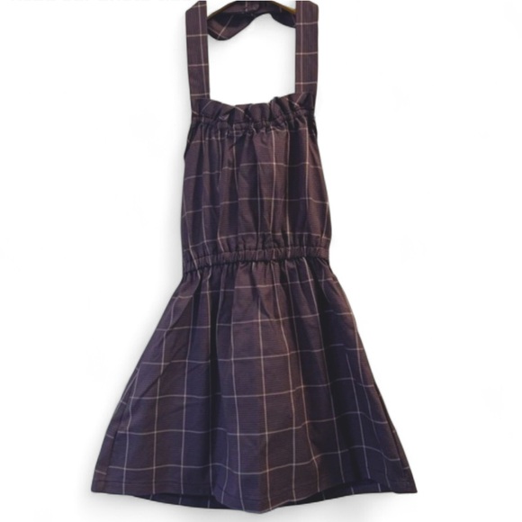 NWOT Girls Gingham Dusty Periwinkle halter dress. - Picture 1 of 10
